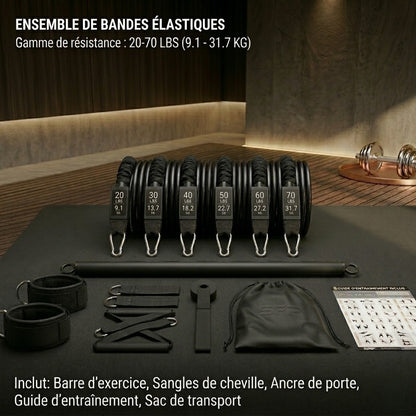 Kit Bande élastique de musculation avec barre
