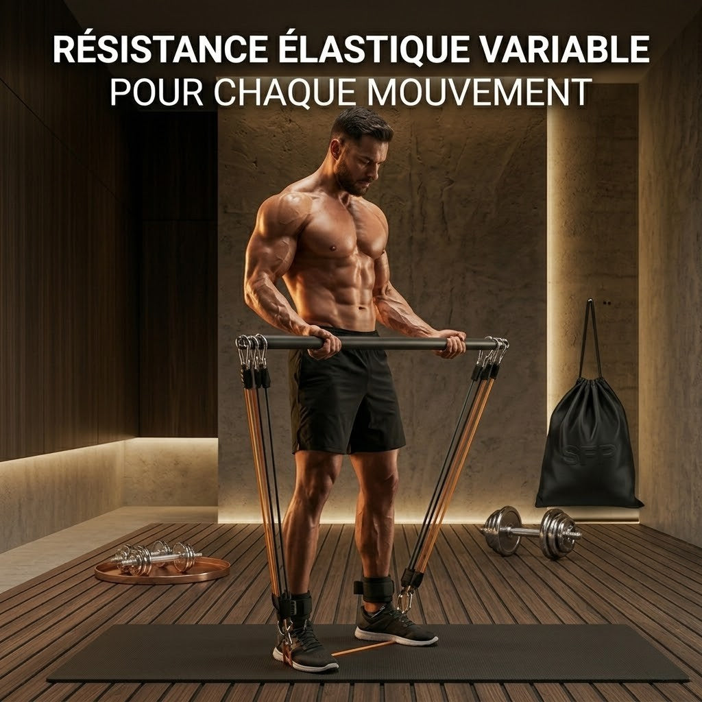 Kit Bande élastique de musculation avec barre