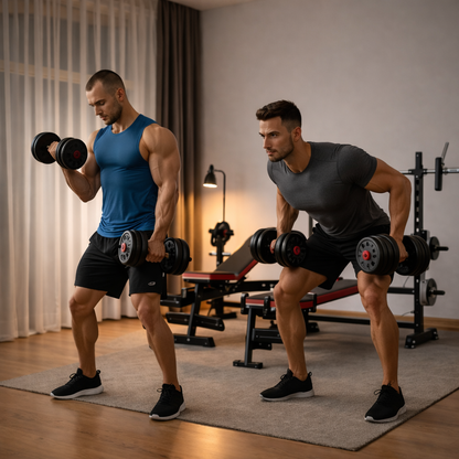 Haltères Réglables 20kg rouge et noir , kit 2en1