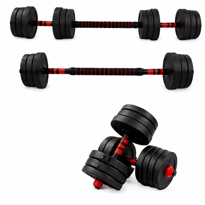 Haltères Réglables 20kg rouge et noir , kit 2en1