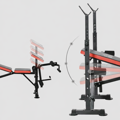 Banc de musculation avec dossier réglable et support de barre