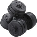 Haltères Réglables 20kg rouge et noir , kit 2en1