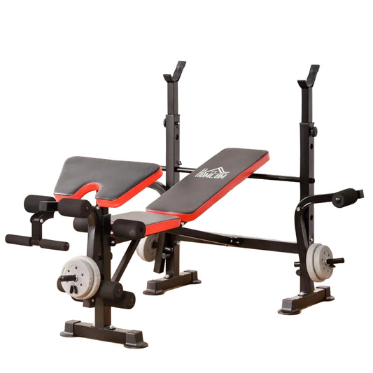 Banc de musculation avec dossier réglable et support de barre